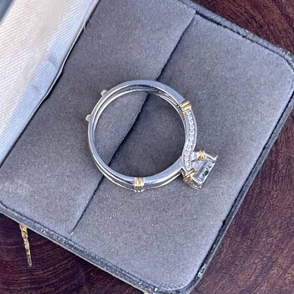 Vintage Cubic Zirconia Ring Size 9.5 Large Cocktail Ring in Sterling silver - Picture 8 of 10